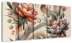 Quadri 5 pezzi – Curve artistiche e fiori