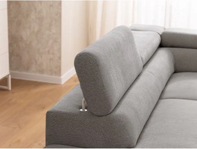 Divano angolare grigio chiaro (con penisola a sinistra/a L) con rivestimento in ciniglia Marbeya – Ropez