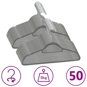Set Appendiabiti 50 Pz Antiscivolo Grigio İn Velluto /