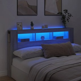 Testiera Led Grigio Sonoma 180x18,5x103,5 Cm Legno Multistrato /