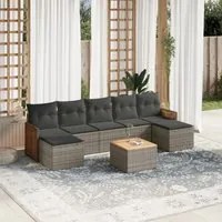 Set Divano da Giardino 8 pz con Cuscini Grigio in Polyrattan 3227922