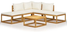 Set Divani Giardino 6 pz con Cuscini Legno Massello di Acacia