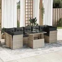 Set Divano da Giardino 8pz con Cuscini Grigio Chiaro Polyrattan 3326123