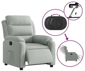 Poltrona elettrica reclinabile grigio chiaro in vera pelle
