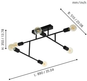 Eglo 98034 - Lampadario fisso BELSIANA 6xE27/40W/230V nero