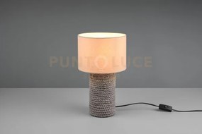 Mala lampada da tavolo ceramica marrone paralume beige h.38cm 1 luc...