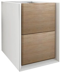 Mobile da bagno sotto lavabo Bellagio bianco e rovere laccato opaco L 35 x H 48 x P 46 cm 2 cassetti, lavabo non incluso