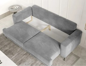 Divano grigio allungabile/con contenitore e rivestimento in velluto 260 cm Dalia – ELTAP