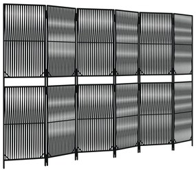 Divisorio per ambienti a 6 pannelli nero in polyrattan