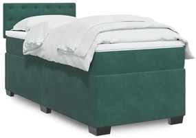 Giroletto A Molle Con Materasso Verde Scuro 90x200 Cm Velluto /