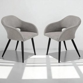 Sedia imbottita in tessuto Grigio Chiaro con struttura in metallo WEST 2 sedie