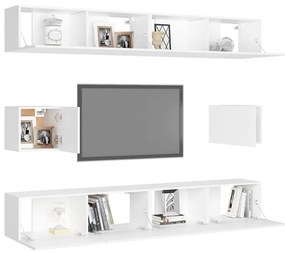 Set mobili tv 6 pz bianco in truciolato