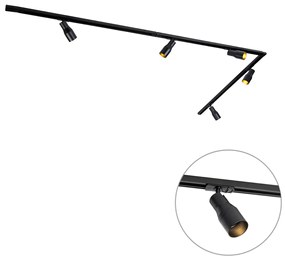 Sistema di illuminazione a binario moderno con 5 faretti neri monofase - Iconic Kohua