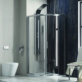 Kamalu - Box doccia 90x90cm semicircolare vetro trasparente anticalcare KF2000