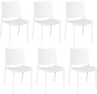 Sedia sala da pranzo set altea in plastica bianco modello confort x 6