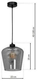 Lampadario su filo SANTIAGO 1xE27/60W/230V nero