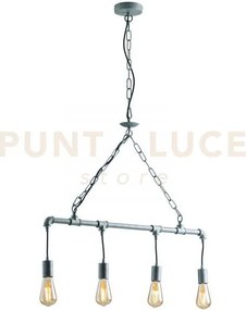 Lampadario a sospensione amarcord zincata 4 luci attacco e27 86x110cm