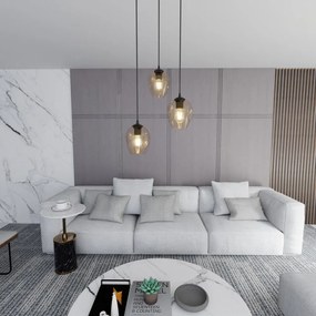Lampadario a Sospensione in Acciaio e Vetro ISTAR 3 BL PREMIUM 3xE27 Colore delle Sfere Ambrate