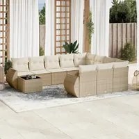 Set Divani da Giardino 11 pz con Cuscini Beige in Polyrattan 3254265