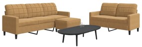 Set Di Divani 3 Pz Con Cuscini Marrone İn Velluto /