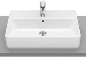 Lavabo da appoggio Domus ROCA rettangolare in ceramica L 60 x H 13 x P 42 cm bianco lucido piletta non inclusa