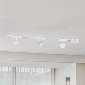 Lindby Sistema a binario 48V Lumaro, faretti, a 3 luci, bianco, Ø 7,3 cm