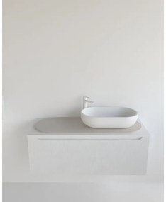 Top per lavabo KIMONO MADERO L 114 x H 2 x P 43 cm grigio chiaro pietra, lucido, con foro sx