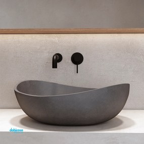 Lavabo D'Appoggio "Eris" Da 57x37 Cm Finitura Cemento C/Piletta Di Scarico Inclusa