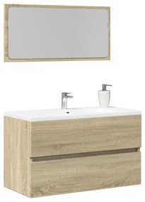 Mobile da bagno con specchio rovere sonoma 80x38,5x45 cm