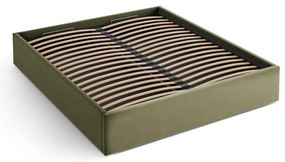 Letto matrimoniale imbottito verde con contenitore/senza testiera con rete inclusa 200x200 cm Susan – Micadoni