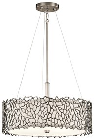 Lampadario Contemporaneo Silver Coral Metallo Peltro Classico Vetro 3 Luci E27