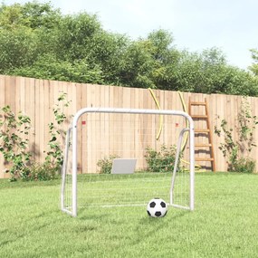 Porta Da Calcio Con Rete Bianca 125x96x60 Cm Acciaio Poliestere /