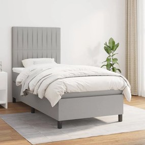 Giroletto A Molle Con Materasso Grigio Chiaro 80x200 Cm Tessuto /