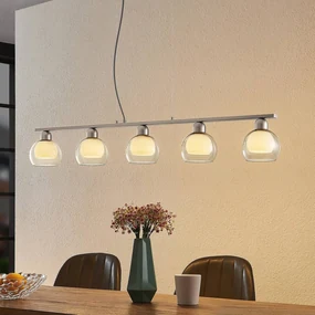 Lucande Kaiya lampada a sospensione, vetro, 5 luci