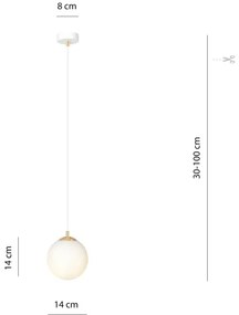 Lampadario a sospensione con filo ROYAL 1xE14/10W/230V diametro 14 cm bianco