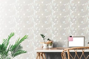 Carta da parati – Bellissime farfalle su sfondo grigio