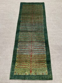 Gabbeh Tappeto 80x210 Verde (Iran) Annodato A Mano