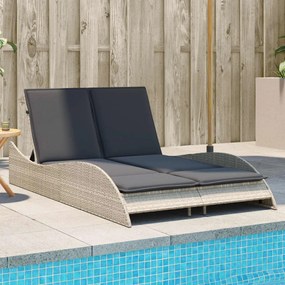 Lettino Con Cuscini Grigio Chiaro 114x205x73 Cm İn Polyrattan /