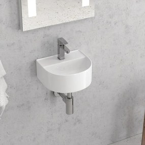 Mini lavabo design semicircolare in ceramica bianca | Litos-MK62 - KAMALU