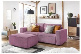 Divano letto in velluto a coste rosa 245 cm Nihad - Bobochic Paris