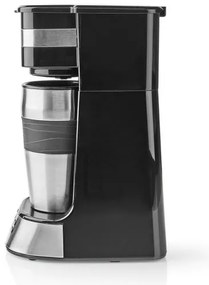 Nedis KACM310FBK - Macchina da caffè per una tazza da 0,42 L con timer e tazza da viaggio