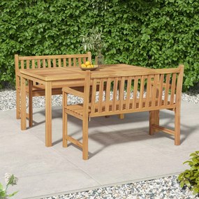 Set da pranzo per giardino 3 pz in legno massello di teak