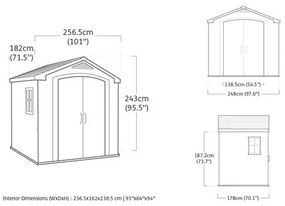 Casetta Da Giardino In Resina 256,5x182x243H Cm Factor 8x6 Beige Keter Con Mensole