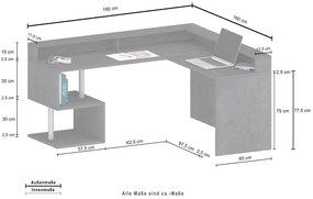 Scrivania angolare con sopralzo Cube in finitura Rovere Wotan