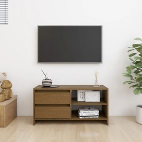Mobile porta tv marrone miele 80x31x39 cm in legno di pino