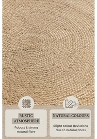 Tappeto rotondo avorio in iuta reversibile ø 200 cm Braided Ivory – Hanse Home