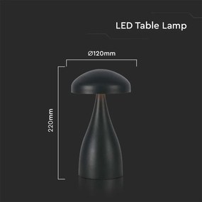 Lampada LED da Tavolo 1W con Batteria 1800mAh Ricaricabile USB C Colore Nero in Metallo Dimmerabile 3 In 1 SKU-7895