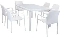 AXEL - set tavolo da giardino con sedie con piano in vetro 150x90 Colore: Bianco, Posti: 6