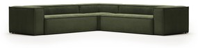 Kave Home - Divano ad angolo Blok 6 posti a coste spesso verde 320 x 320 cm