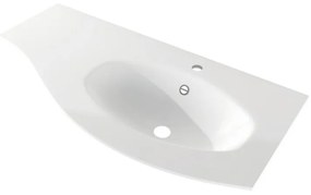 Lavabo a incasso tondo L 104 x H 16 x P 52 cm in resina bianco lucido